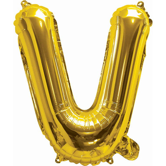 Gold Foil Balloon, 35cm, Letter V