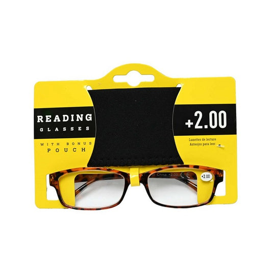 Reading Glasses w/Pouch, +2.00, Asstd Colours