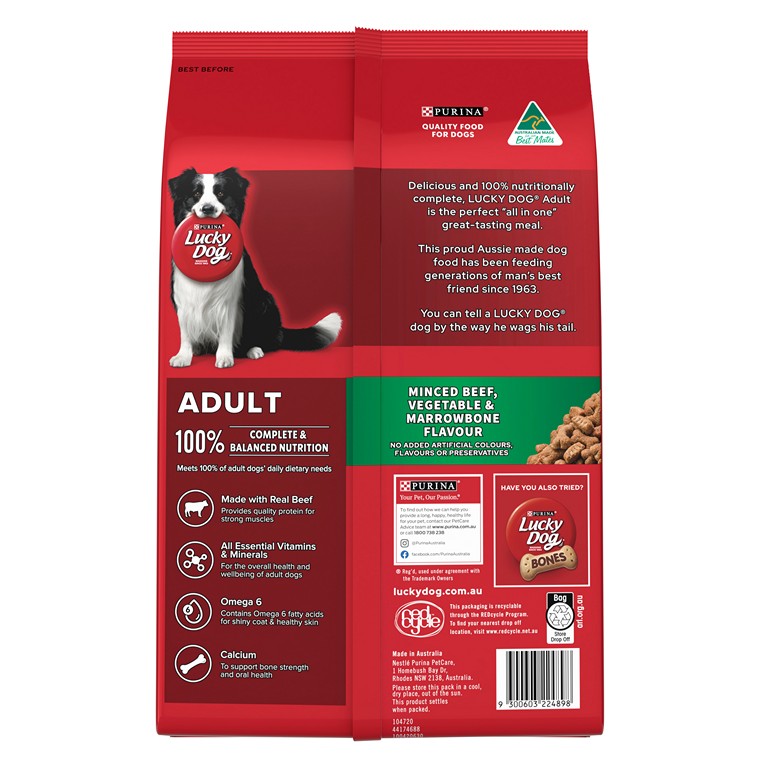 Lucky Dog, Adult, Minced Beef, Vegetable & Marrowbone, 3kg