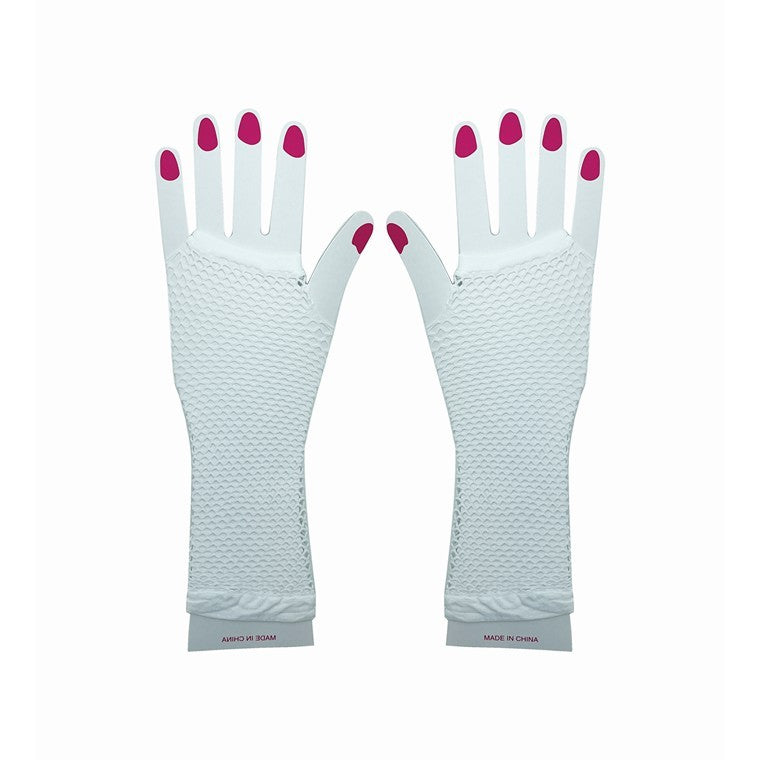 Party Fishnet Gloves, White