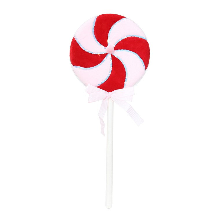 Giant Candy  Cane Velvet Lollipop, Asstd