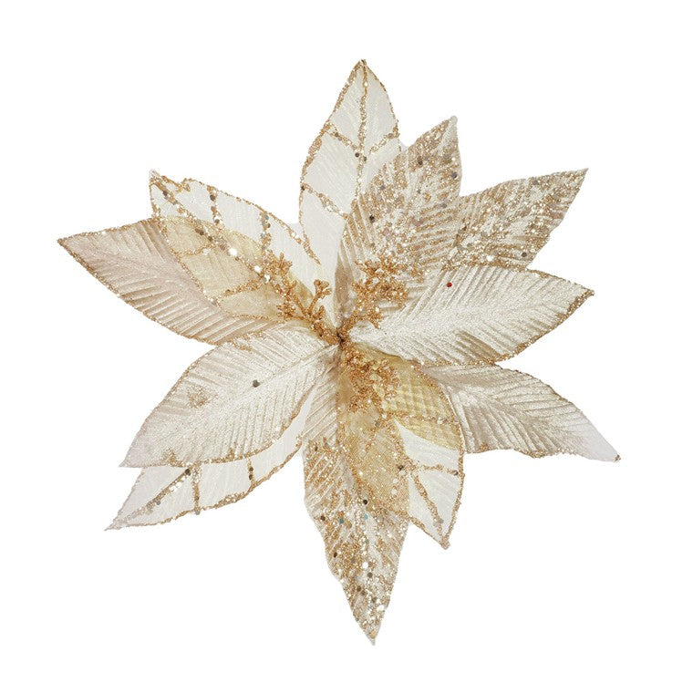 Luxe Poinsettia Organza Clip, Asstd