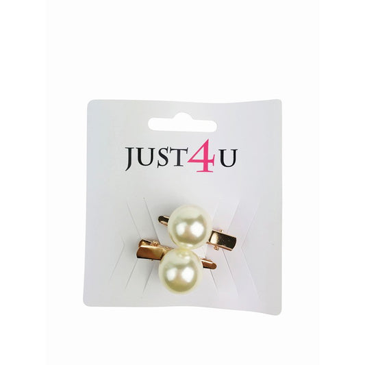 Hair Clip, Gold Pearl, 2pk