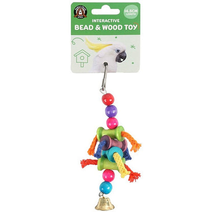 Bird Toy, Interactive Bead & Wood, Asstd