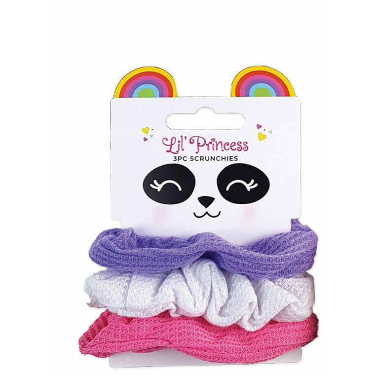 Little Princess Ribbed Hair Scrunchie, 3pk, 2 Asstd Colours