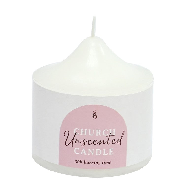 Unscented Church Candle, White, 7.5 x 7.5cm