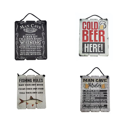 Man Cave Panelled Wood Signs, Asstd