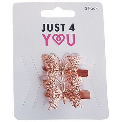 Hair Clip, Butterflies, 2pk, 3 Asstd Colours