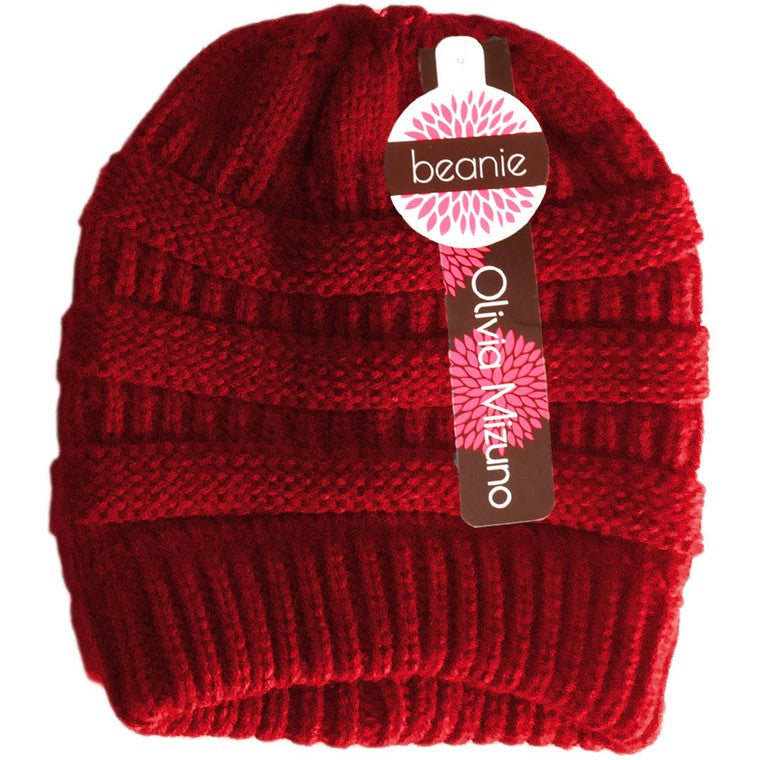 Ladies Knitted Pony Tail Beanie, 4 Asstd Colours