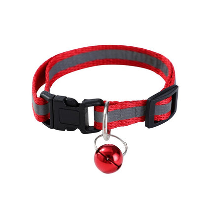 Cat Collar Nylon Reflective Breakaway w/ Bell, 3 Asstd Colours