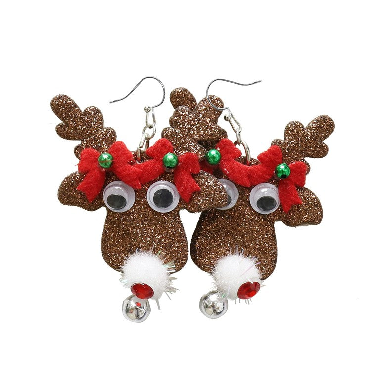 Christmas Earrings Novelty Glitter, Asstd