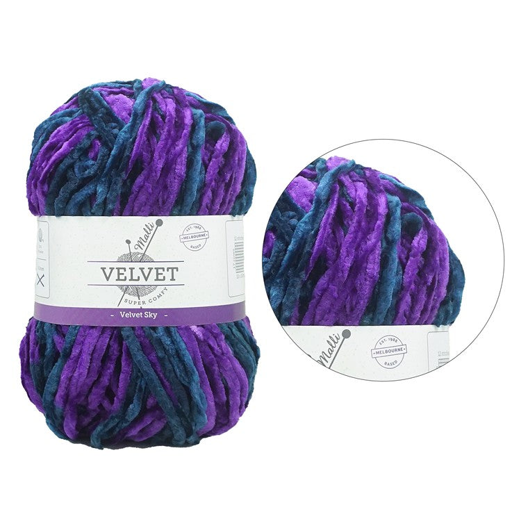 Velvet Multicolour Yarn, Velvet Sky, 100gm