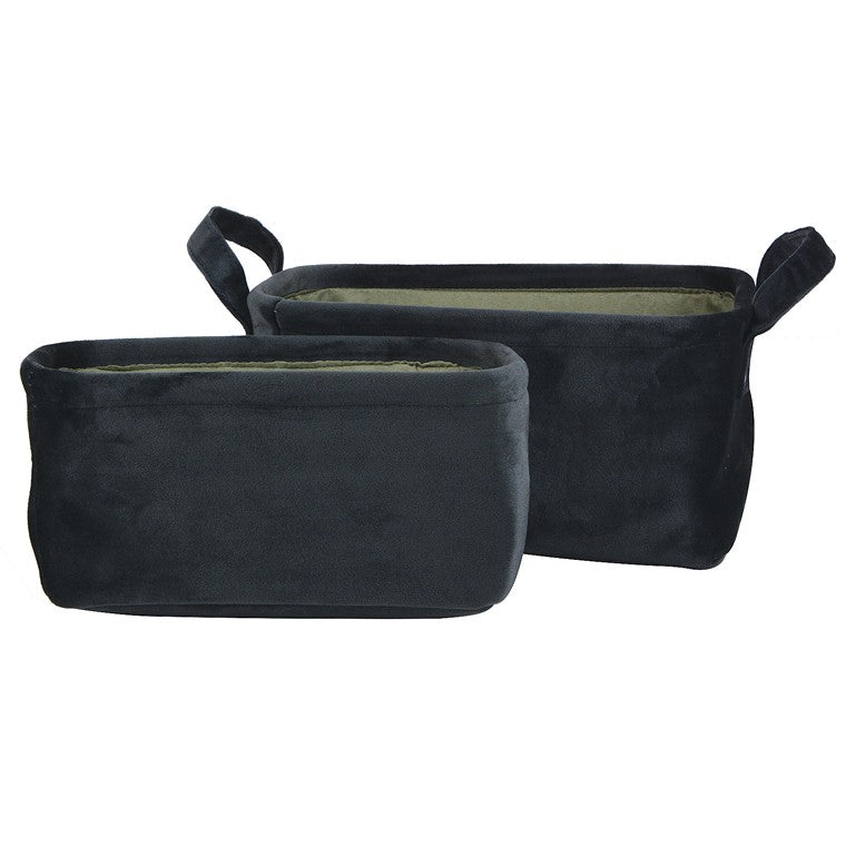 H&G Velvet Storage Basket Rectangle, Set Of 2