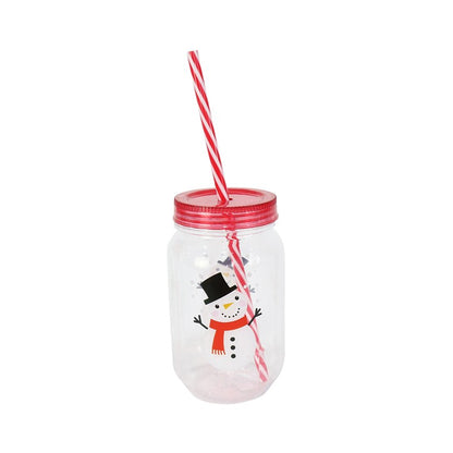 Christmas Screw Top Cup w/ Straw, Asstd