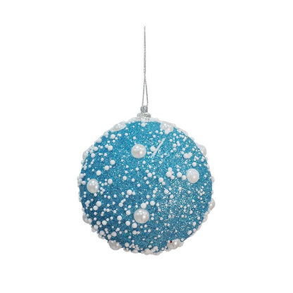 Pearl Snow Bauble, 8cm, Asstd