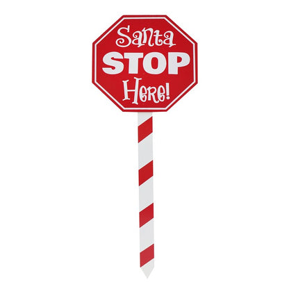 Santa Stop Here Stake, 40cm, Asstd