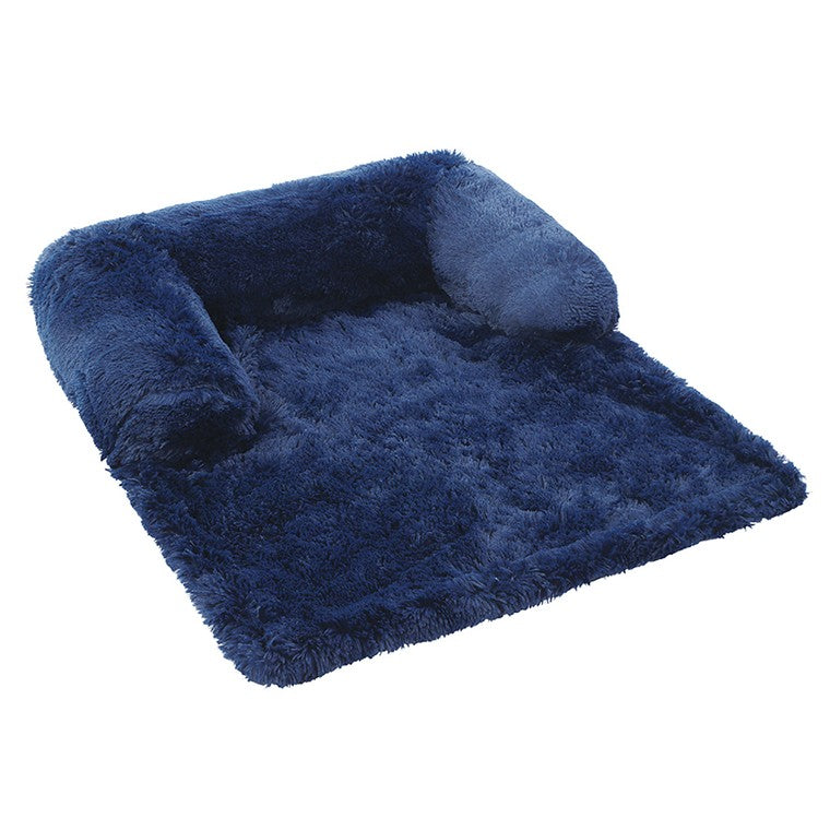 Calming Plush Lounger Pet Bed, Navy, 102x89x16cm