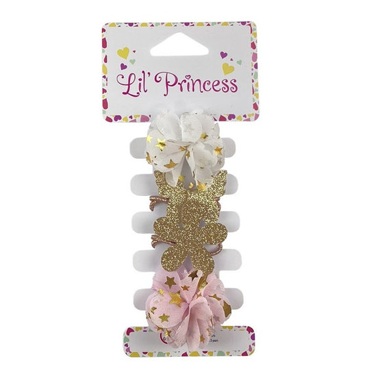 Little Princess Hair Elastics, Flower, 4pk, 2 Asstd Colours