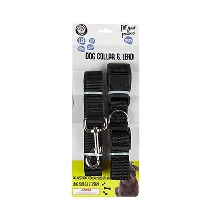 Dog Collar & Lead Set, Large, 4 Asstd Colours