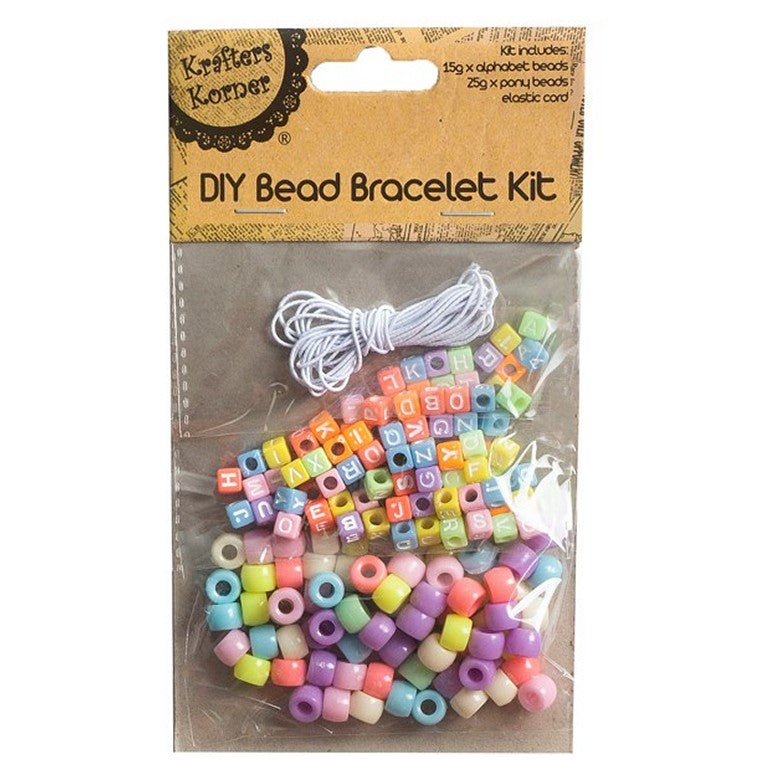 DIY Bead Bracelet Kit, 3 Asstd Colours