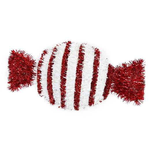 Tinsel Candy Cane Lolly Plaque, Asstd