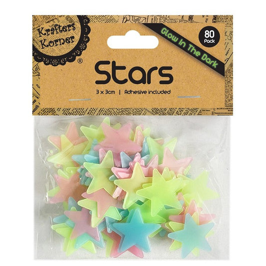 Glow in The Dark Solid Stars, 80pk