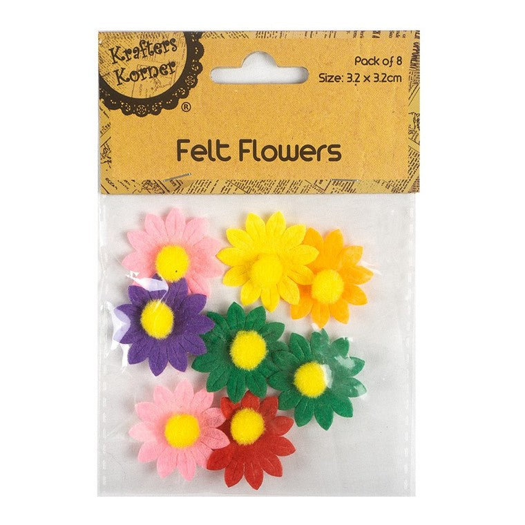 Felt Decorating Flowers, 8pk