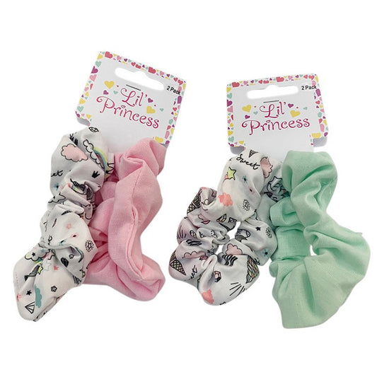 Little Princess Hair Scrunchie, Jersey Unicorn, 2pk, 2 Asstd Colours