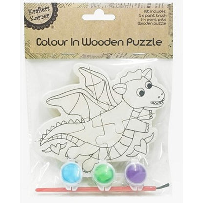 DIY Colour In Wooden Puzzle, 4 Asstd Designs