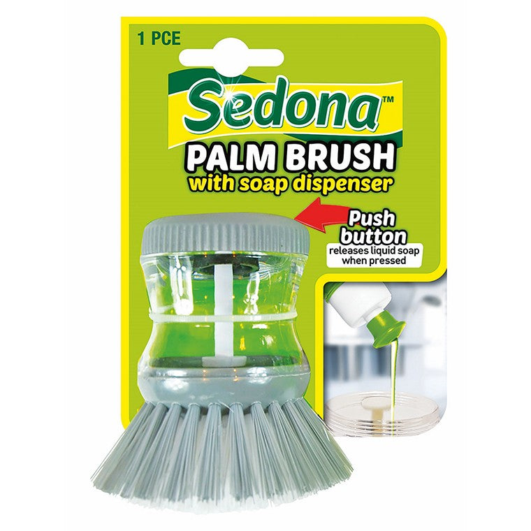 Compact Dish Brush w/ Soap Dispenser, 2 Asstd Colours