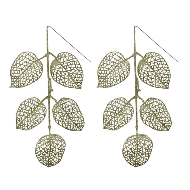 Glitter Leaves Pick, 3pk, Asstd