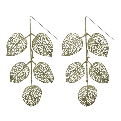 Glitter Leaves Pick, 3pk, Asstd