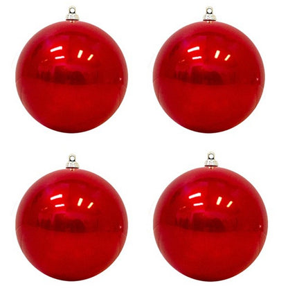 Baubles, Red, 10cm, 4pk