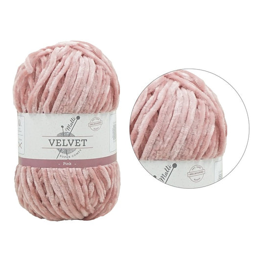 Velvet Solid Yarn, Pink, 100gm