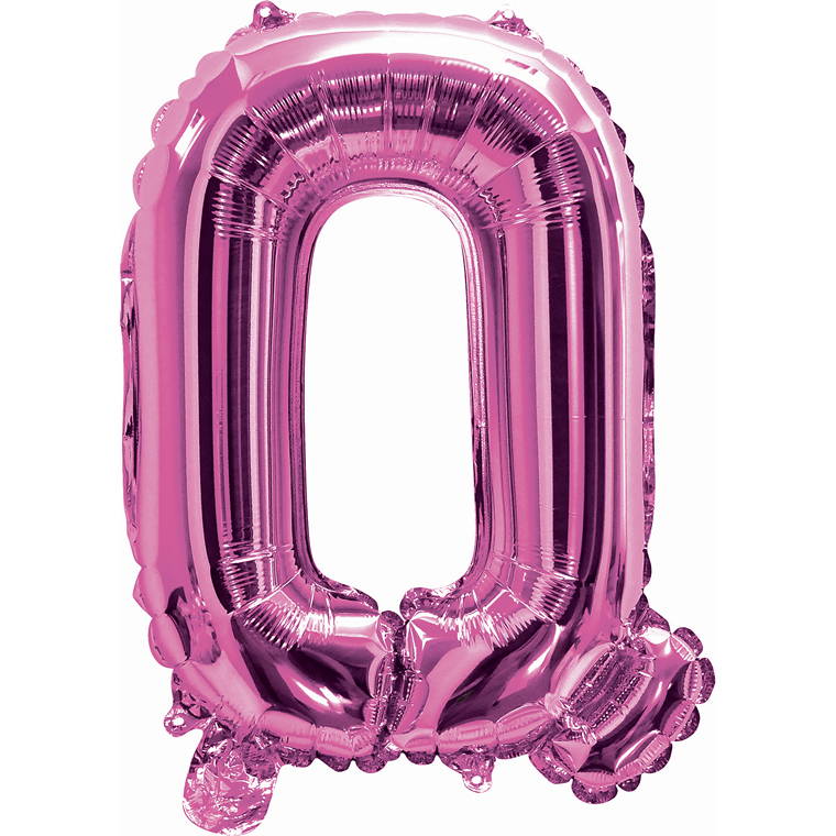 Pink Foil Balloon, 35cm, Letter Q