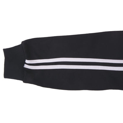 Zip Thru Fleece w/ Stripe Black, M