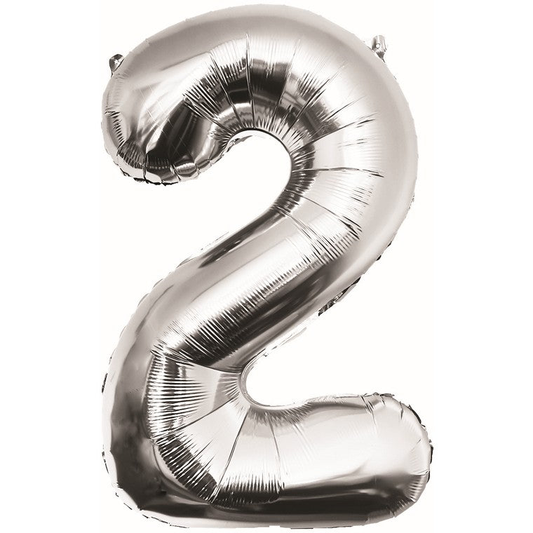 Number Foil Balloon, Silver, 2