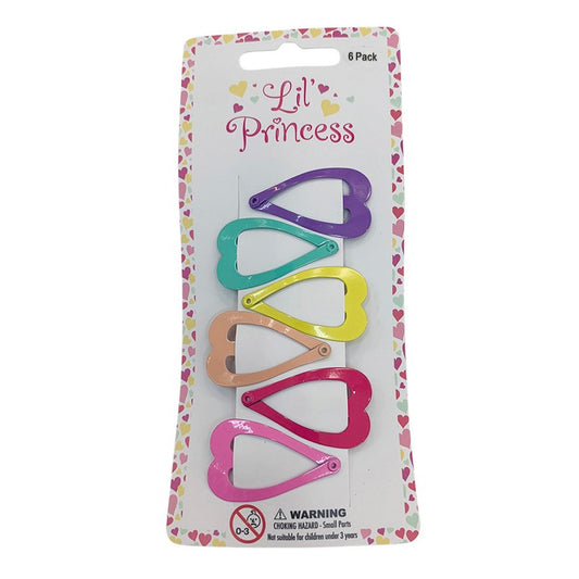 Little Princess Snap Clip, Rainbow Hearts, 6pk