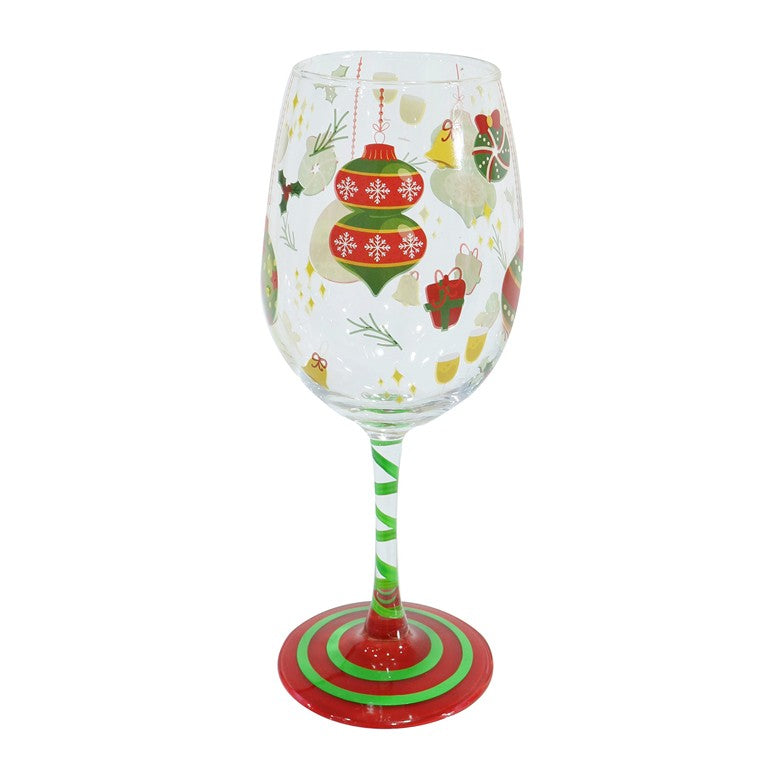 Christmas Wine Glass, Asstd