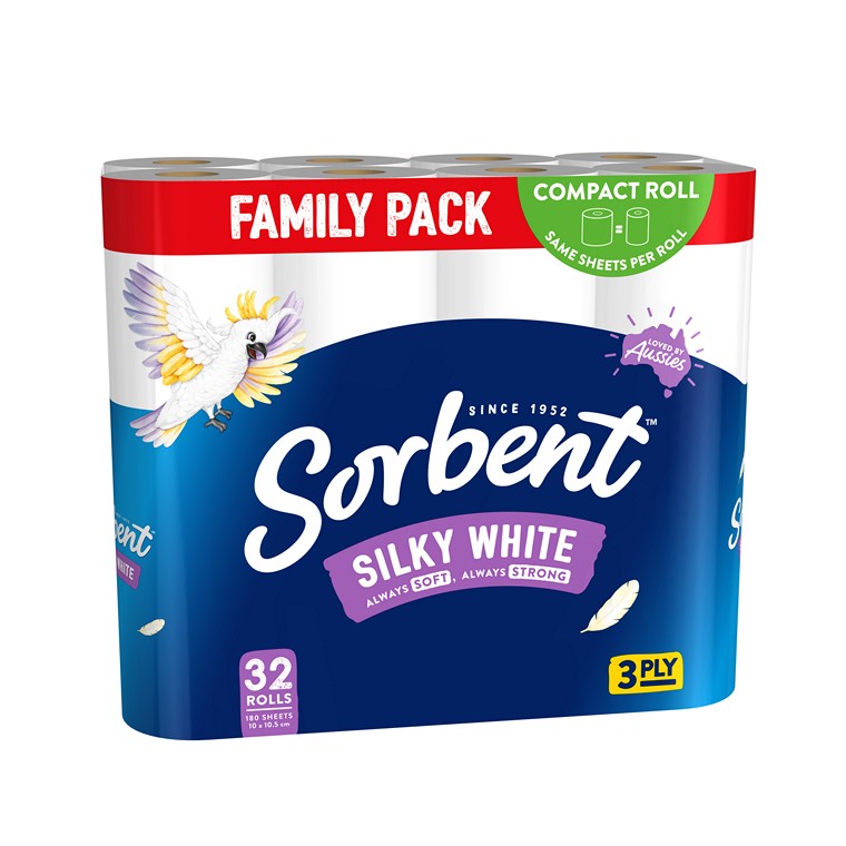 Sorbent Silky White Toilet Tissue, 32pk