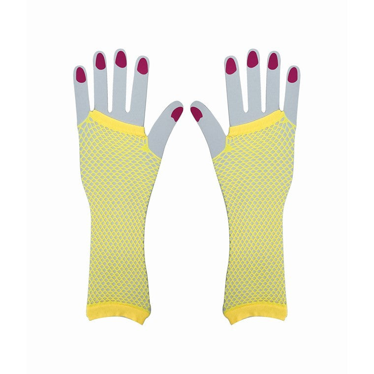 Party Fishnet Gloves, Yellow