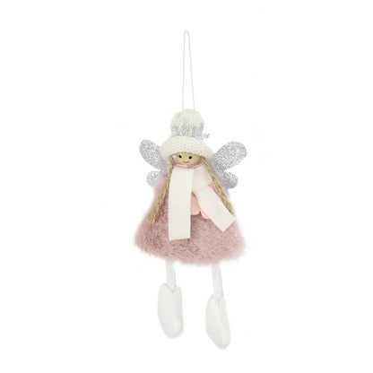 Xmas Hanging Plush Angel, 18cm, 4 Asstd Colours