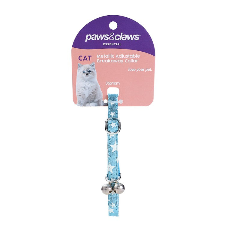 Cat Collar Metallic Star Breakaway w/ Bell, 2 Asstd Colours