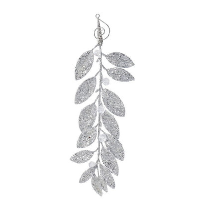 Glitter Leaf Jewel Spray, 26cm, Asstd