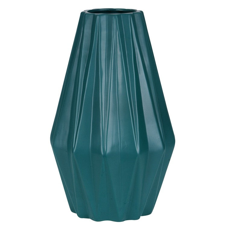 H&G Ceramic Geometric Vase, Teal, Medium