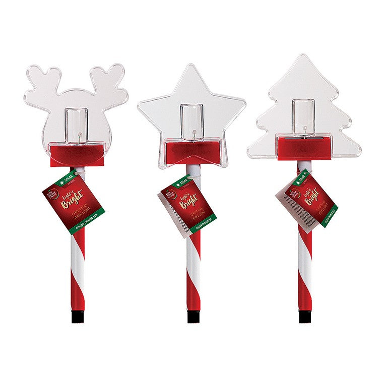 Xmas Solar Path Lights, 3 Asstd Styles