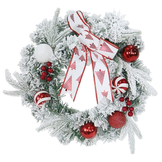 Snowy Red Bauble, 45cm, Asstd