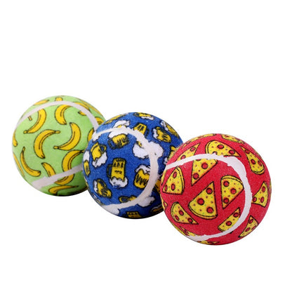 Tennis Balls, 6cm, 3pk, Asstd Designs