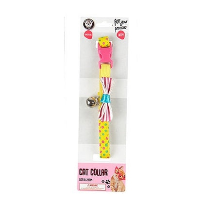 Cat Collar w/Bell, 18-28cm, 4 Asstd Colours