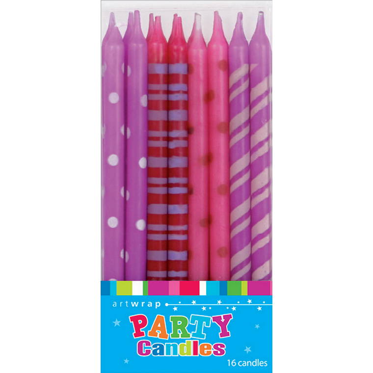 Candle 12cm, Pinks, 16pk